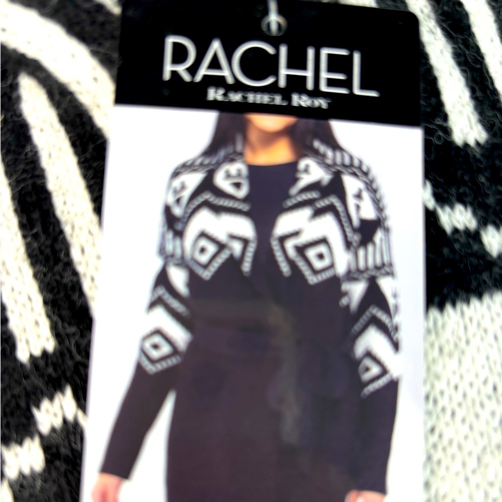 Rachel Roy XXXL Brand New with Tags Black and White Cardigan Sweater with Belt.